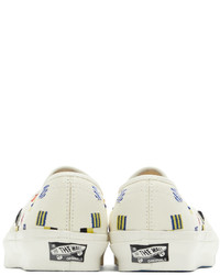 weiße bedruckte Slip-On Sneakers aus Segeltuch von Vans
