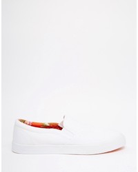 weiße bedruckte Slip-On Sneakers von Asos