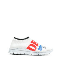 weiße bedruckte Slip-On Sneakers von Maison Margiela