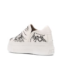 weiße bedruckte Slip-On Sneakers von AGL