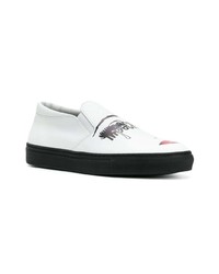 weiße bedruckte Slip-On Sneakers von Moschino