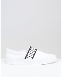 weiße bedruckte Slip-On Sneakers von Asos