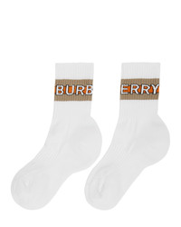 weiße bedruckte Socken von Burberry