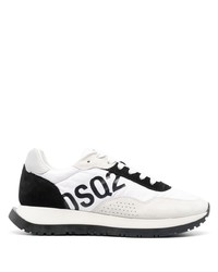 weiße bedruckte Wildleder niedrige Sneakers von DSQUARED2