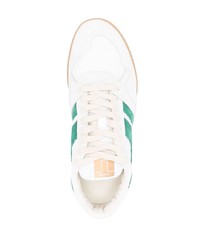 weiße bedruckte Wildleder niedrige Sneakers von Tom Ford