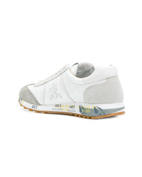 weiße bedruckte Wildleder niedrige Sneakers von Premiata