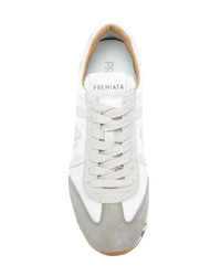 weiße bedruckte Wildleder niedrige Sneakers von Premiata