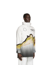 weiße bedruckte Windjacke von Moncler Genius