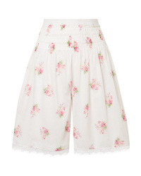 weiße Bermuda-Shorts aus Spitze mit Blumenmuster von Brock Collection