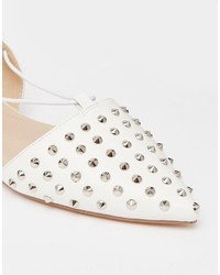 weiße beschlagene Ballerinas von Asos