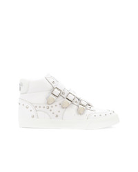 weiße beschlagene hohe Sneakers aus Leder von Hysteric Glamour