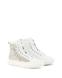 weiße beschlagene hohe Sneakers aus Leder von Giuseppe Zanotti