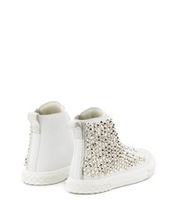 weiße beschlagene hohe Sneakers aus Leder von Giuseppe Zanotti