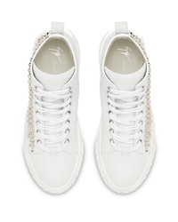 weiße beschlagene hohe Sneakers aus Leder von Giuseppe Zanotti