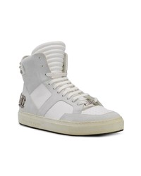 weiße beschlagene hohe Sneakers aus Leder von Philipp Plein