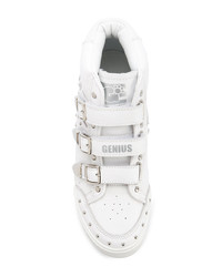 weiße beschlagene hohe Sneakers aus Leder von Hysteric Glamour