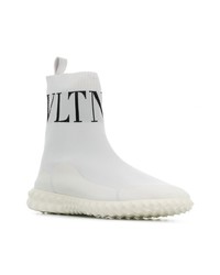 weiße beschlagene hohe Sneakers von Valentino