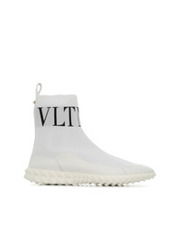 weiße beschlagene hohe Sneakers von Valentino