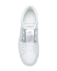 weiße beschlagene Leder niedrige Sneakers von Valentino