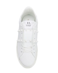 weiße beschlagene Leder niedrige Sneakers von Valentino