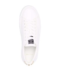 weiße beschlagene Leder niedrige Sneakers von Versace