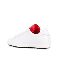 weiße beschlagene Leder niedrige Sneakers von Moncler
