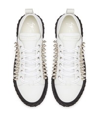 weiße beschlagene Leder niedrige Sneakers von Giuseppe Zanotti