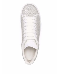 weiße beschlagene Leder niedrige Sneakers von Alexander McQueen