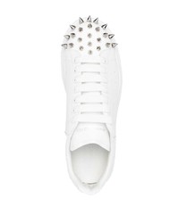 weiße beschlagene Leder niedrige Sneakers von Alexander McQueen