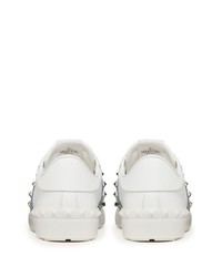weiße beschlagene Leder niedrige Sneakers von Valentino Garavani