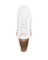 weiße beschlagene Leder niedrige Sneakers von Giuseppe Zanotti
