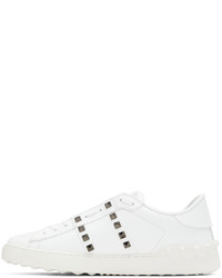 weiße beschlagene Leder niedrige Sneakers von Valentino Garavani