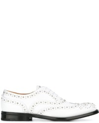 weiße beschlagene Leder Oxford Schuhe von Church's