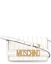 weiße beschlagene Leder Umhängetasche von Moschino