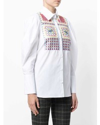 weiße bestickte Bluse mit Knöpfen von Miahatami
