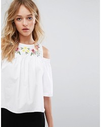 weiße bestickte Bluse von Pull&Bear