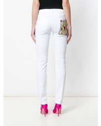 weiße bestickte enge Jeans von Dolce & Gabbana