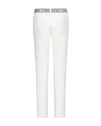 weiße bestickte enge Jeans von Fendi