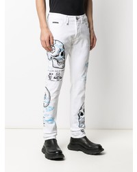 weiße bestickte Jeans von Philipp Plein