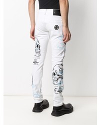 weiße bestickte Jeans von Philipp Plein