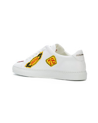 weiße bestickte Leder niedrige Sneakers von Philipp Plein