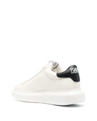 weiße bestickte Leder niedrige Sneakers von Karl Lagerfeld