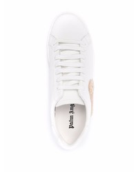 weiße bestickte Leder niedrige Sneakers von Palm Angels