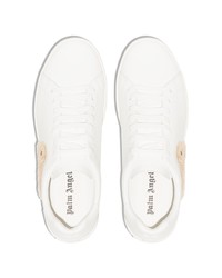 weiße bestickte Leder niedrige Sneakers von Palm Angels