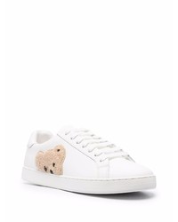 weiße bestickte Leder niedrige Sneakers von Palm Angels