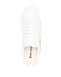 weiße bestickte Leder niedrige Sneakers von Palm Angels