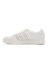 weiße bestickte Leder niedrige Sneakers von Ps By Paul Smith