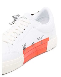 weiße bestickte Segeltuch niedrige Sneakers von Off-White
