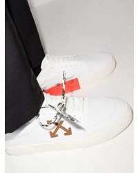 weiße bestickte Segeltuch niedrige Sneakers von Off-White