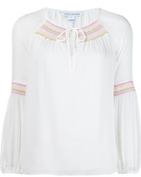 weiße bestickte Seide Bluse von Diane von Furstenberg